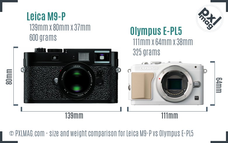 Leica M9-P vs Olympus E-PL5 size comparison