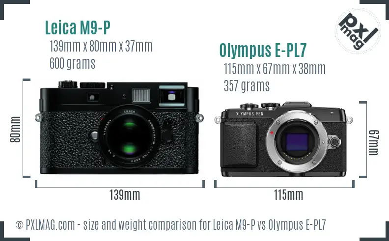 Leica M9-P vs Olympus E-PL7 size comparison