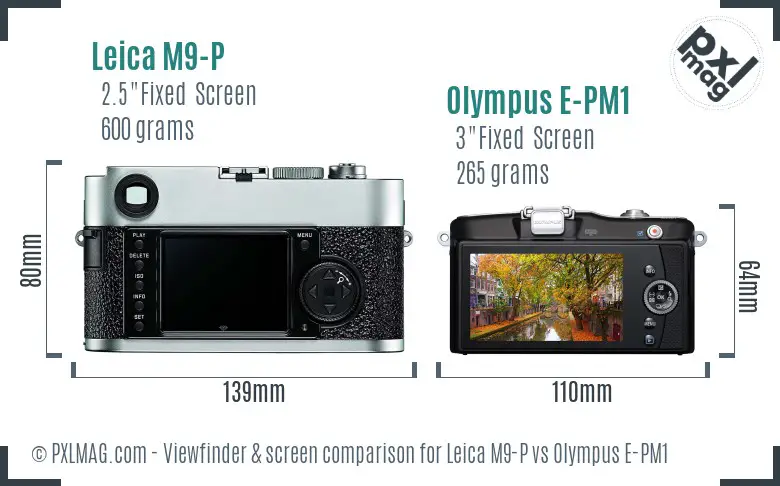 Leica M9-P vs Olympus E-PM1 Screen and Viewfinder comparison