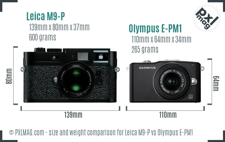 Leica M9-P vs Olympus E-PM1 size comparison