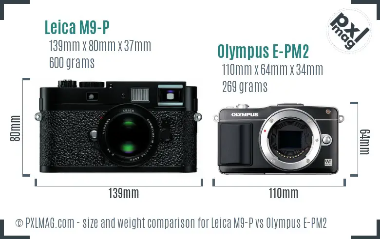Leica M9-P vs Olympus E-PM2 size comparison
