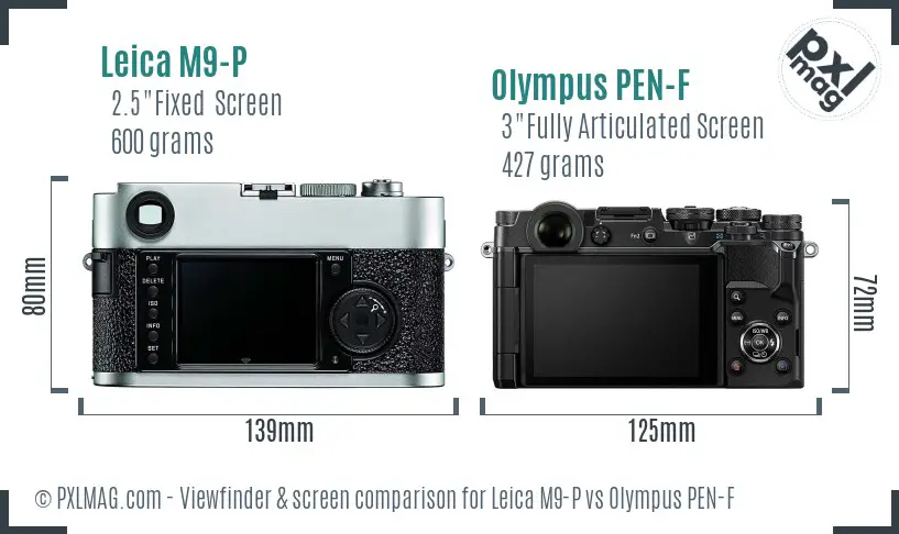 Leica M9-P vs Olympus PEN-F Screen and Viewfinder comparison