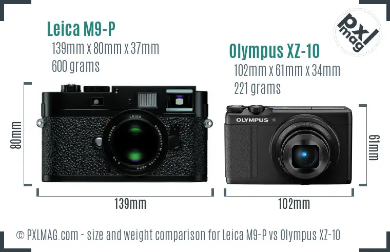 Leica M9-P vs Olympus XZ-10 size comparison