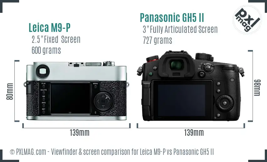 Leica M9-P vs Panasonic GH5 II Screen and Viewfinder comparison