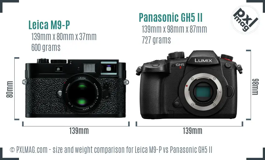 Leica M9-P vs Panasonic GH5 II size comparison
