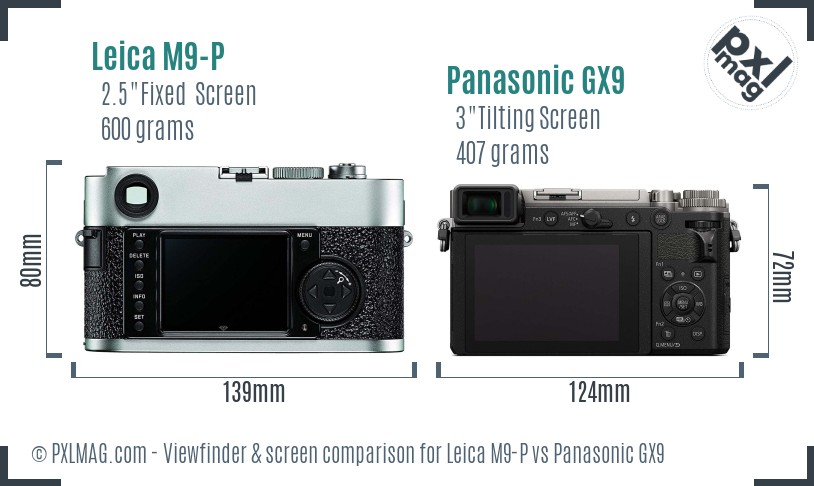 Leica M9-P vs Panasonic GX9 Screen and Viewfinder comparison