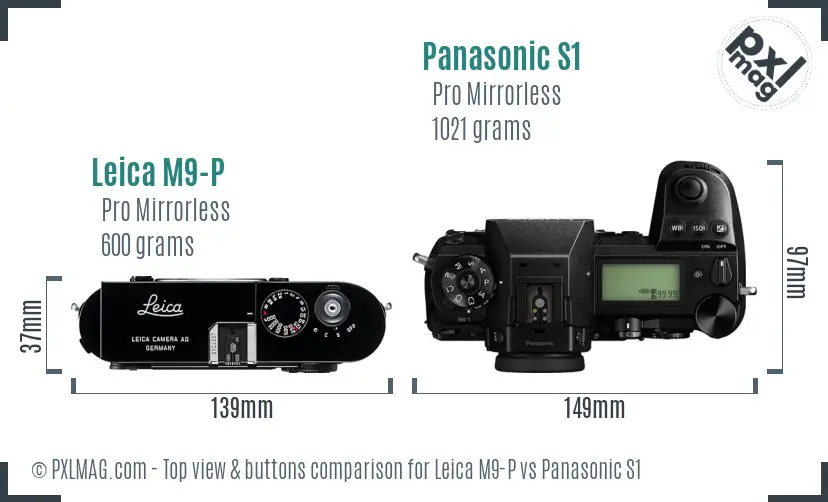 Leica M9-P vs Panasonic S1 top view buttons comparison