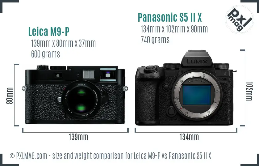 Leica M9-P vs Panasonic S5 II X size comparison