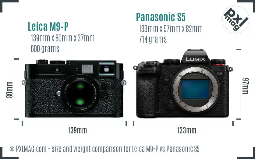 Leica M9-P vs Panasonic S5 size comparison