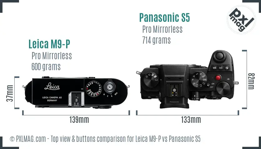 Leica M9-P vs Panasonic S5 top view buttons comparison