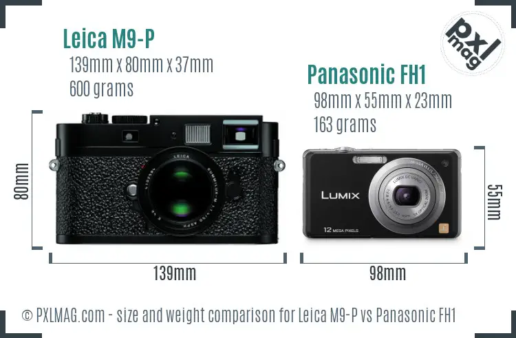 Leica M9-P vs Panasonic FH1 size comparison