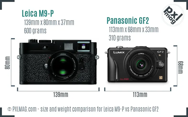 Leica M9-P vs Panasonic GF2 size comparison