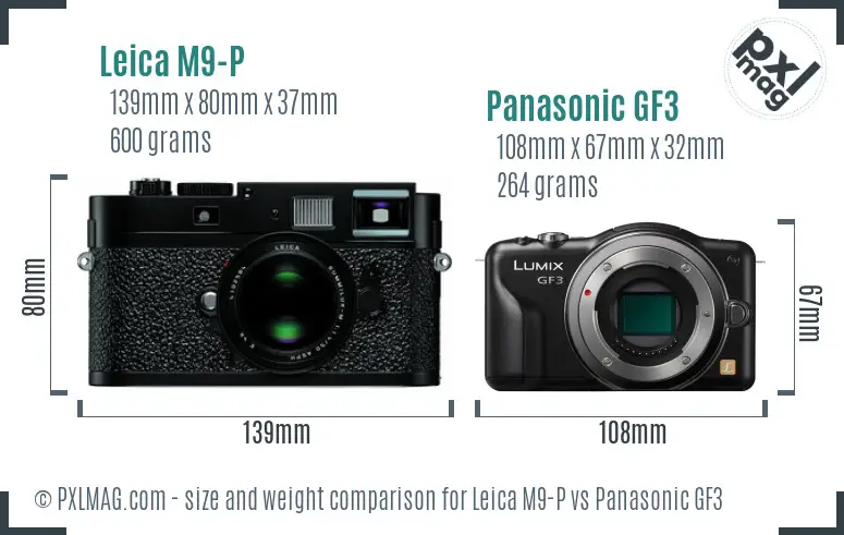 Leica M9-P vs Panasonic GF3 size comparison