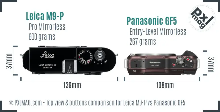 Leica M9-P vs Panasonic GF5 top view buttons comparison