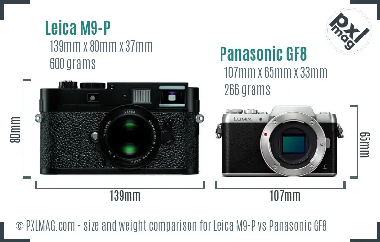 Leica M9-P vs Panasonic GF8 size comparison