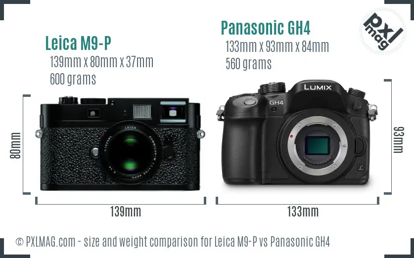 Leica M9-P vs Panasonic GH4 size comparison