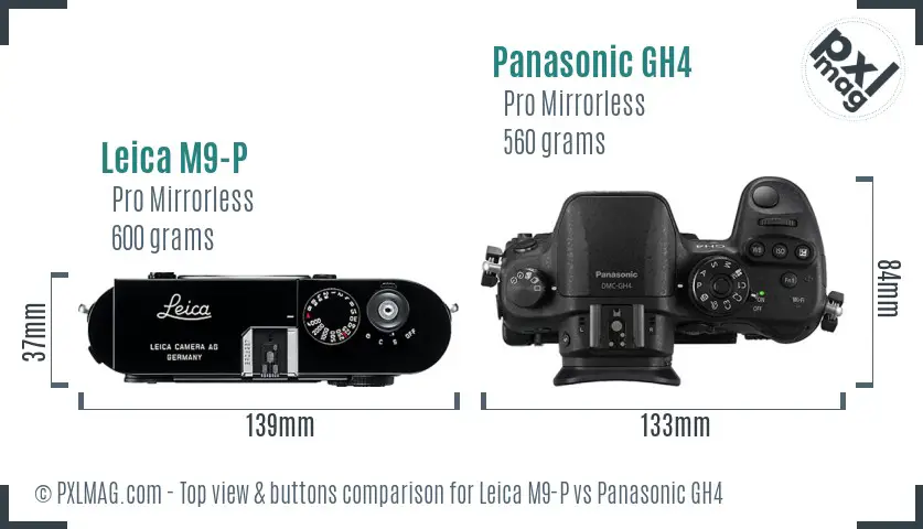 Leica M9-P vs Panasonic GH4 top view buttons comparison