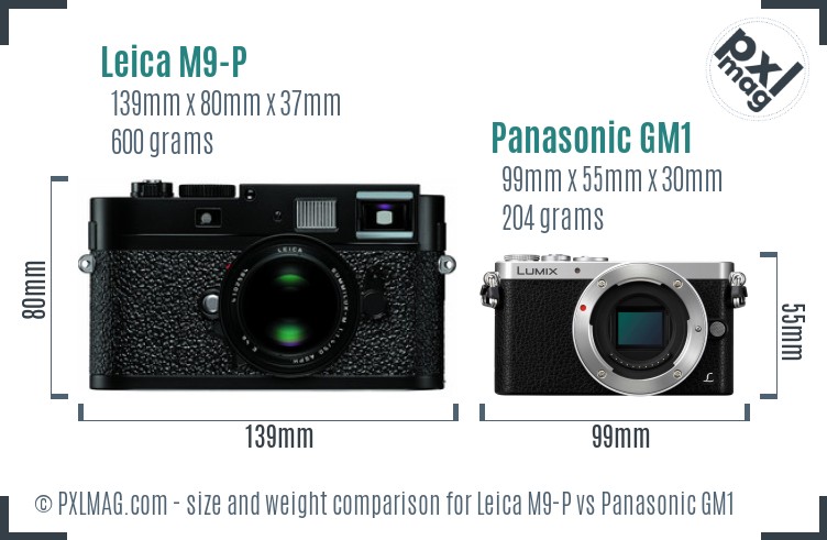 Leica M9-P vs Panasonic GM1 size comparison