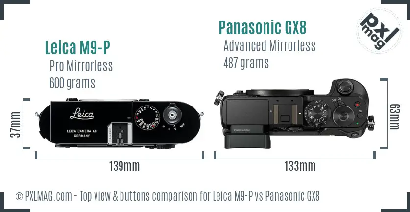 Leica M9-P vs Panasonic GX8 top view buttons comparison