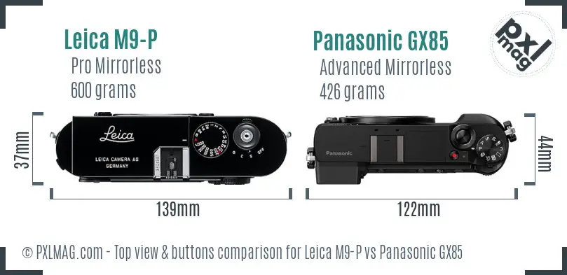 Leica M9-P vs Panasonic GX85 top view buttons comparison