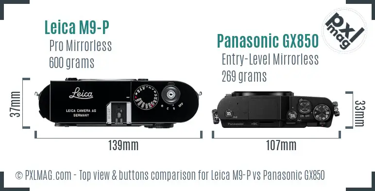 Leica M9-P vs Panasonic GX850 top view buttons comparison