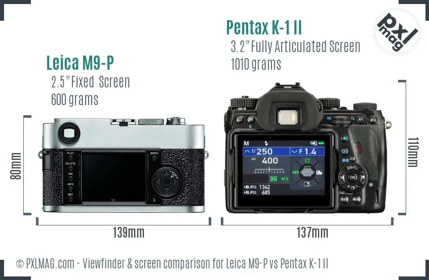 Leica M9-P vs Pentax K-1 II Screen and Viewfinder comparison