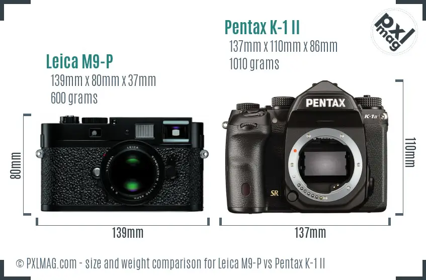 Leica M9-P vs Pentax K-1 II size comparison
