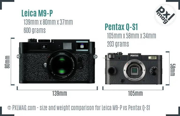 Leica M9-P vs Pentax Q-S1 size comparison