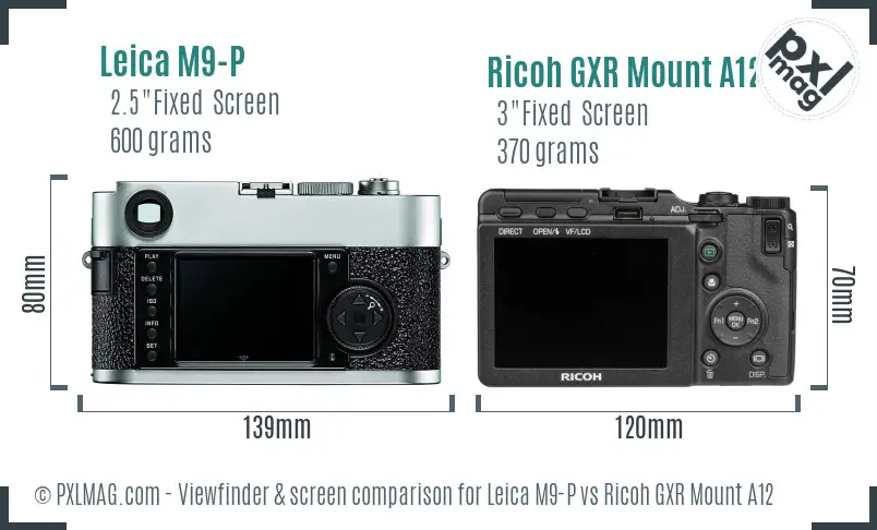 Leica M9-P vs Ricoh GXR Mount A12 Screen and Viewfinder comparison