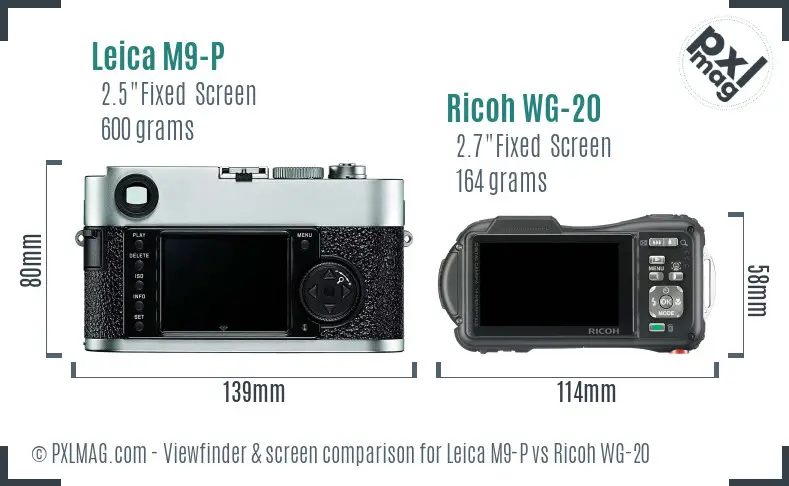 Leica M9-P vs Ricoh WG-20 Screen and Viewfinder comparison