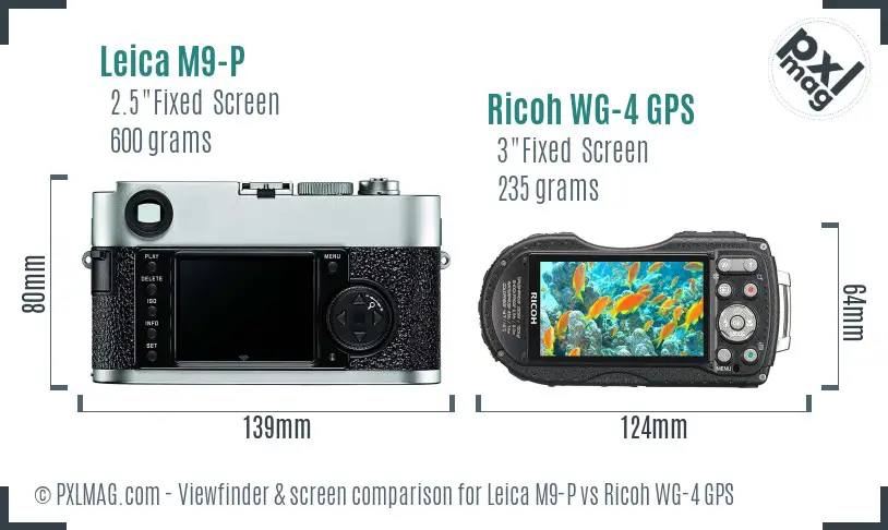 Leica M9-P vs Ricoh WG-4 GPS Screen and Viewfinder comparison