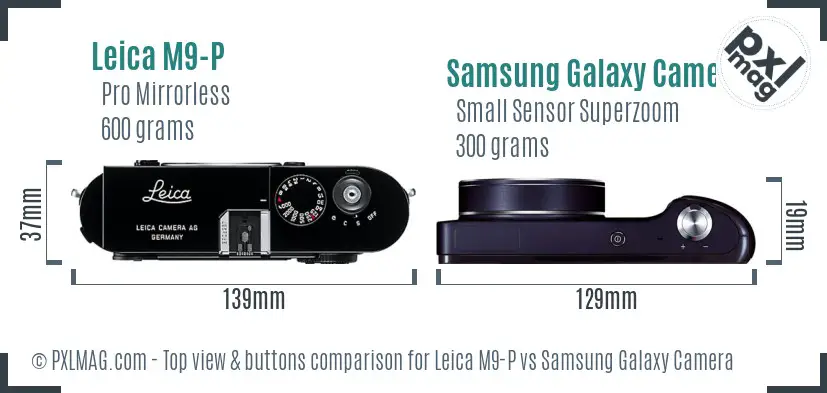 Leica M9-P vs Samsung Galaxy Camera top view buttons comparison