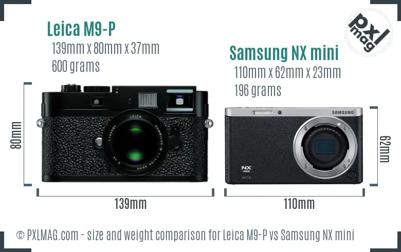 Leica M9-P vs Samsung NX mini size comparison