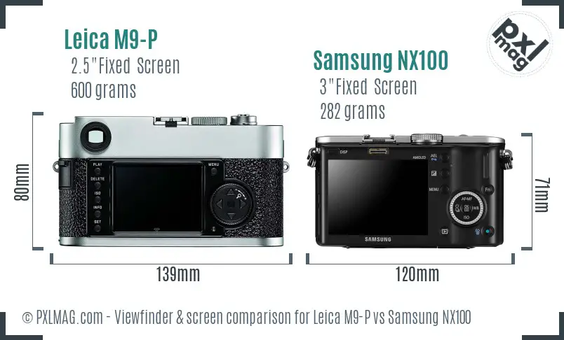 Leica M9-P vs Samsung NX100 Screen and Viewfinder comparison
