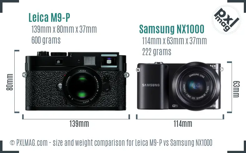 Leica M9-P vs Samsung NX1000 size comparison