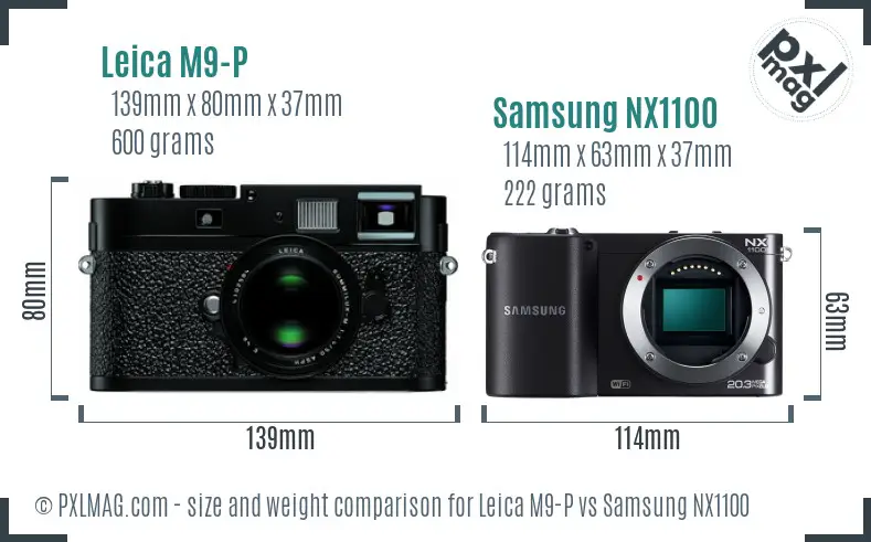 Leica M9-P vs Samsung NX1100 size comparison