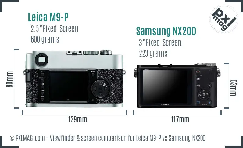 Leica M9-P vs Samsung NX200 Screen and Viewfinder comparison