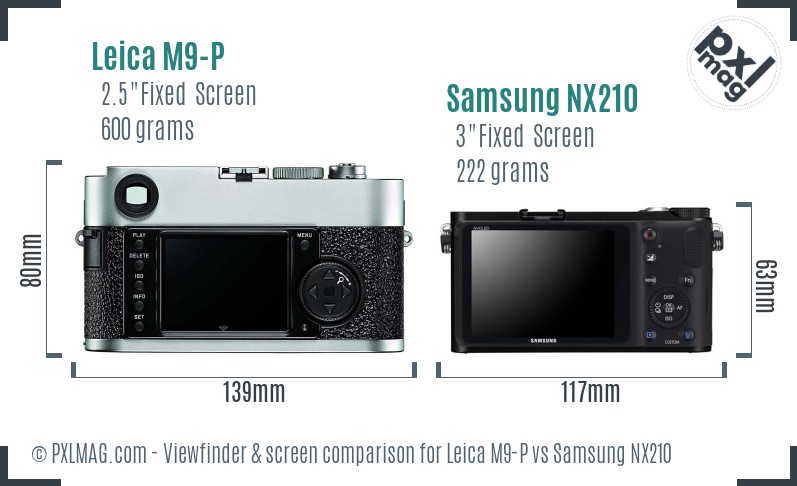 Leica M9-P vs Samsung NX210 Screen and Viewfinder comparison