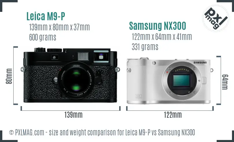 Leica M9-P vs Samsung NX300 size comparison