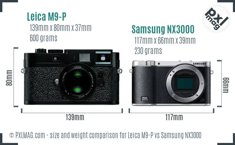 Leica M9-P vs Samsung NX3000 size comparison