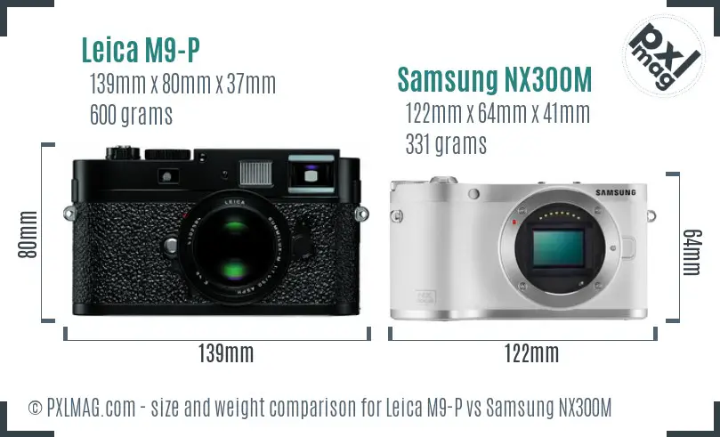 Leica M9-P vs Samsung NX300M size comparison