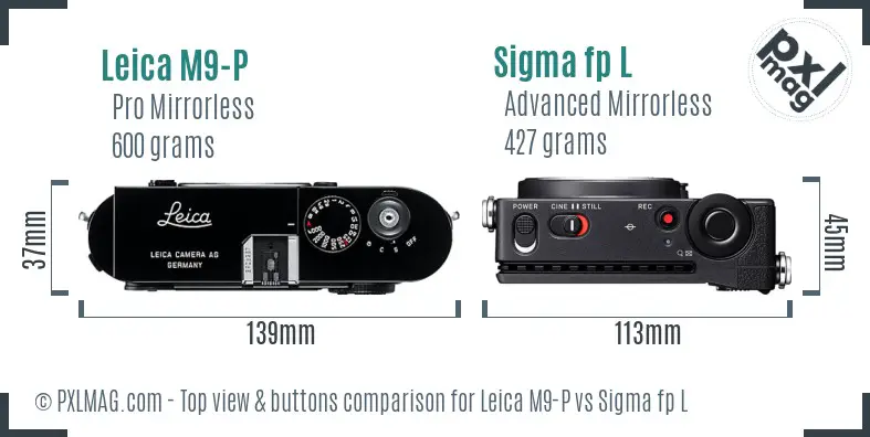 Leica M9-P vs Sigma fp L top view buttons comparison