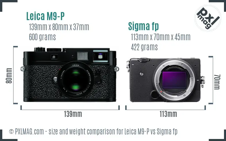 Leica M9-P vs Sigma fp size comparison
