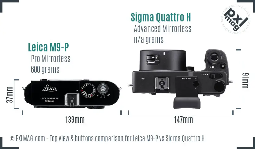 Leica M9-P vs Sigma Quattro H top view buttons comparison Leica M9-P vs Sigma Quattro H top view buttons comparison