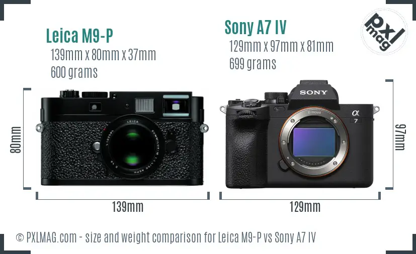 Leica M9-P vs Sony A7 IV size comparison