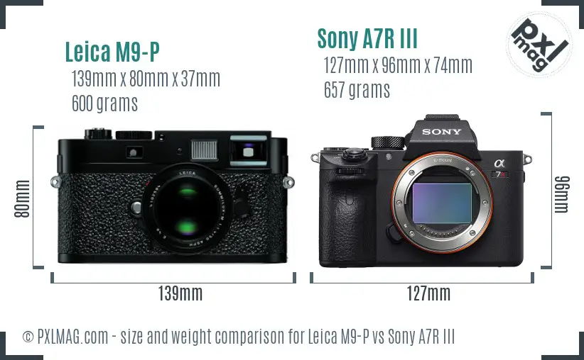 Leica M9-P vs Sony A7R III size comparison