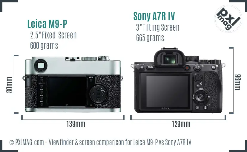 Leica M9-P vs Sony A7R IV Screen and Viewfinder comparison