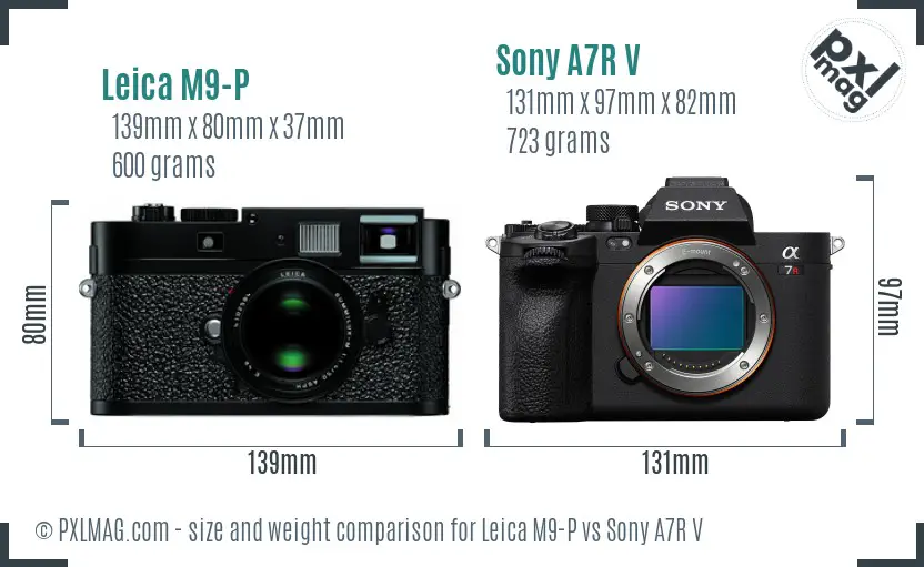 Leica M9-P vs Sony A7R V size comparison