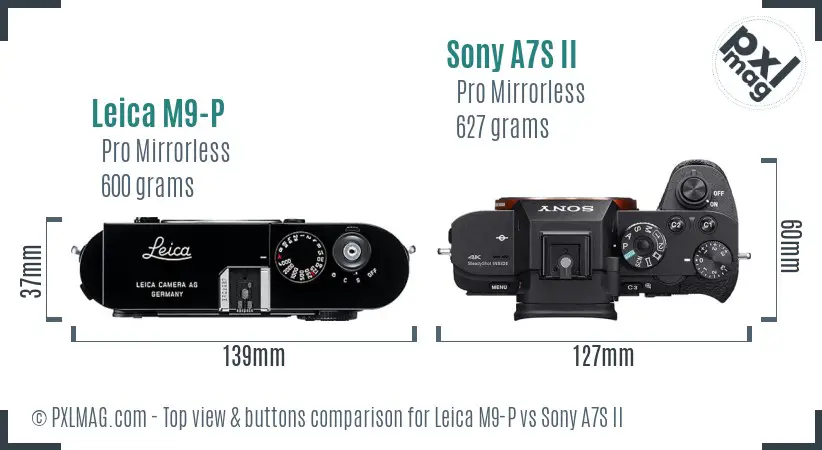 Leica M9-P vs Sony A7S II top view buttons comparison