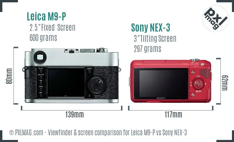 Leica M9-P vs Sony NEX-3 Screen and Viewfinder comparison